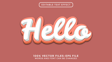 3d hello text. editable text effect premium vectors