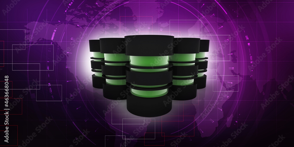 Poster 3d rendering database storage data base