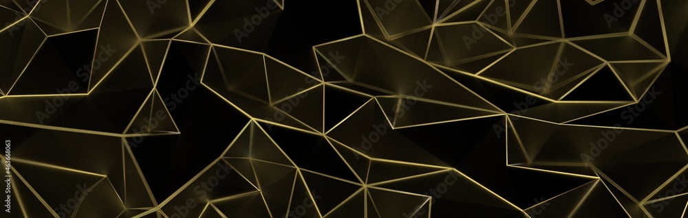 Poster Black polygonal surface 3D rendering background