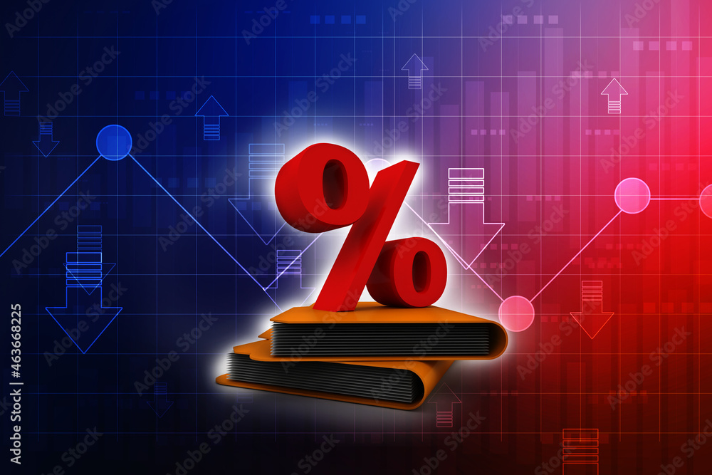 Poster 3d rendering file folder with percentage sign