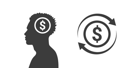 Money thinking sign. Icon of U.S. Dollars. Money investment icon. Vector illustration