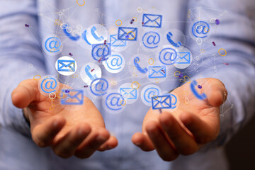 holding letter icon,email icons .Contact us by newsletter email and protect your personal...