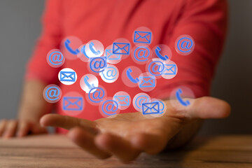  hand using mobile smartphone with email icon, Email concept, copy space