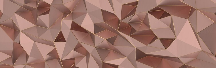 Fototapeta premium Abstract 3D render illustration,Surface gold crystal geometric triangle and Polygonal shapes template