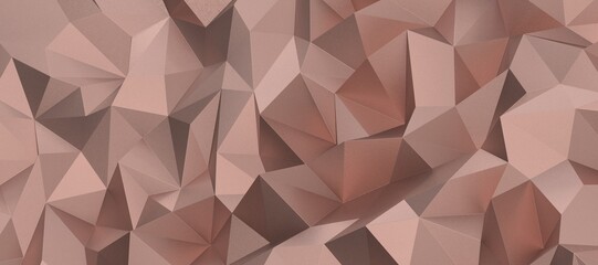 Abstract 3D render illustration,Surface gold crystal geometric triangle and Polygonal shapes template