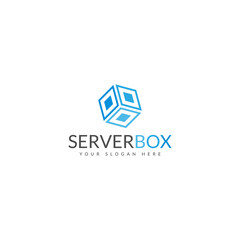 modern hexagon box cube tech technology logo with connecting dots