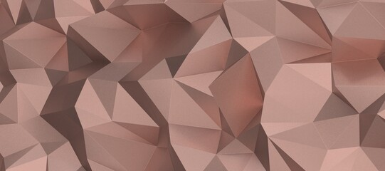 Abstract 3D render illustration,Surface gold crystal geometric triangle and Polygonal shapes template
