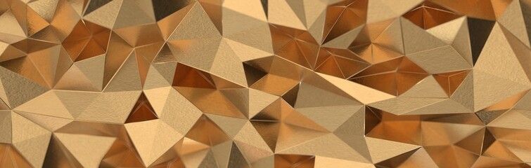 Gold polygon background 3d rendering, 3d illustration. Abstract triangle background. Gold background. Abstract Gold polygon wallpaper
