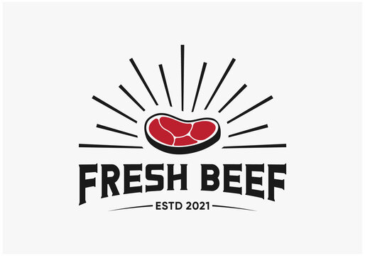 vintage fresh beef logo design premium vector