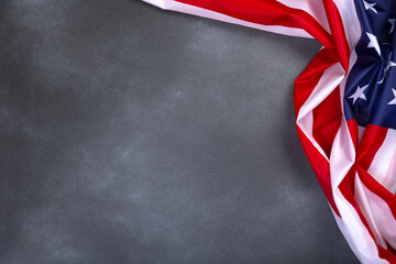 Martin Luther King Day - American flag on black old abstract background