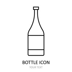 Vector illustration with bottle icon. Outline icon