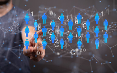 Digital technology background. Network connection dots and lines.