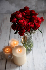 red roses and candle