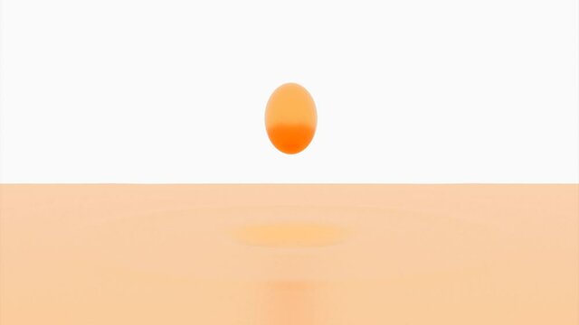 Bouncing colored ball on water surface. Design. Looped animation of bouncing ball leaving water rings on surface. Bouncing ball in water