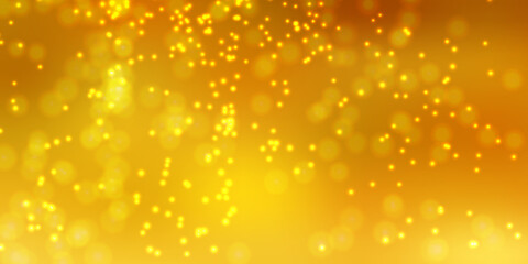 Abstract defocused circular golden luxury gold glitter bokeh lights background. Gold abstract bokeh background. Christmas lights. Dust particles with lens flare. Christmas and New Year feast. Vector