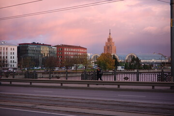 Obraz premium city at sunset