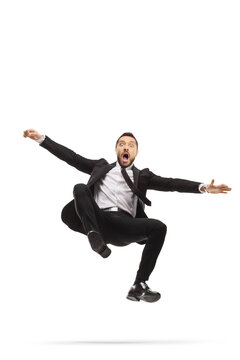 Full length shot of a scared businessman falling