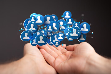 Neural network concept. Connected cells with links.