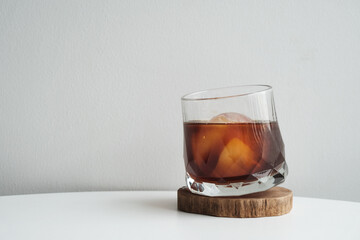 A glass of iced black coffee