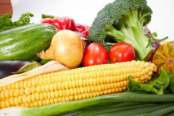 fresh vegetables on the white background