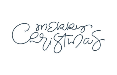 Merry Christmas calligraphic hand written monoline xmas text holiday lettering for greeting card, poster modern winter season postcard, brochure