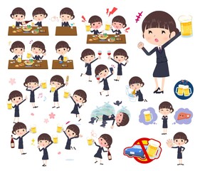 お酒に関する郵便スーツ女性のセット