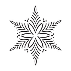 Hand drawn vector icon Snowflake. Christmas calligraphic in trendy flat style isolated on white background. Xmas snow icon illustration