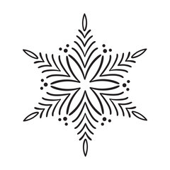 Hand drawn vector icon Snowflake. Christmas calligraphic in trendy flat style isolated on white background. Xmas snow icon illustration