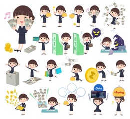 お金や経済に関する郵便スーツ女性のセット