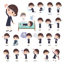 怪我や病気の状態の郵便スーツ女性のセット