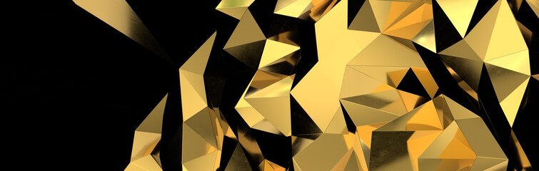 Gold Polygon Background 3D Rendering