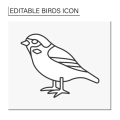  Sparrow line icon. Small chiefly brownish or grayish bird. Eco system. Birds concept. Isolated vector illustration. Editable stroke