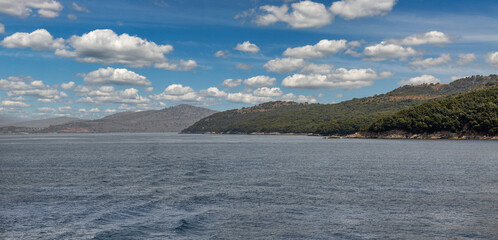 Corfu coast with dramatic sky, Greece.