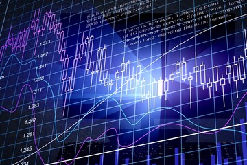 Financial analysis graph chart stock exchange bitcoin cryptocurrency report in trading room