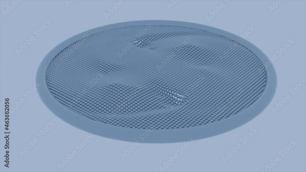 Aufkleber abstract circle shaped figure with unknown substance inside. design. spinning surface small squares 