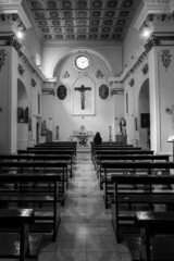 Sulmona, churches of white stone chiseled and edged. Medieval architecture.