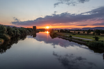 Fototapeta premium River Weser at sunset in Germany