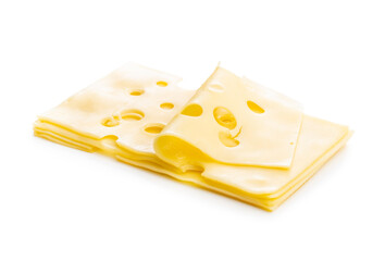 Sliced hard cheese.