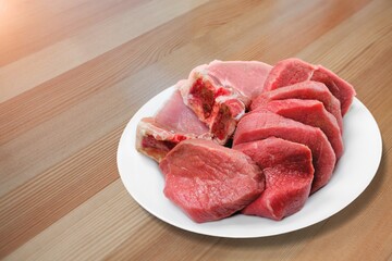 Fresh raw meat beef on the desk