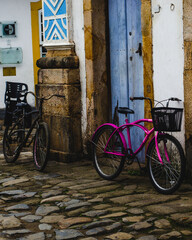 Fototapeta na wymiar bikes at old town