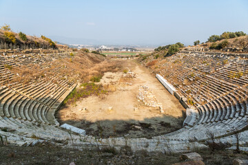 Fototapeta na wymiar The Stadium in Magnesia on the Maeander ancient site in Aydin province of Turkey.