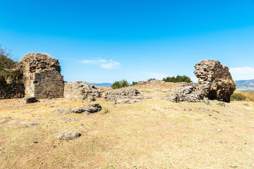 Ruined central bath of Alabanda ancient city in Aydin province of Turkey.