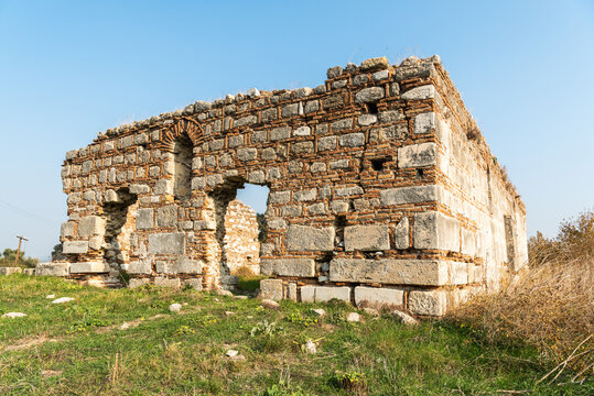 Ruins of the Mosque of Cerkez (Circassian) Musa in Magnesia on the Maeander ancient site in Aydin province of Turkey.