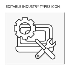  Software industry line icon. Businesses for software development, maintenance, and publication. Business concept. Isolated vector illustration. Editable stroke