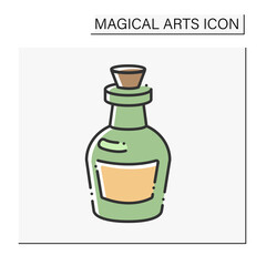  Potion bottle color icon. Potion created by witch. Love elixir, poison, Magic. Magical arts concept. Isolated vector illustration