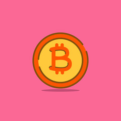 Bitcoin flat design. Digital or virtual coin. Vector illustration eps10