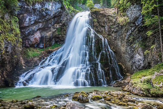 Golling an der Salzach waterfall photographed in summer in Austria