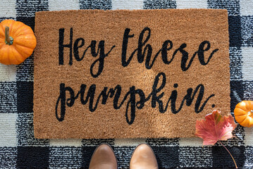 Stylish fall rug with pumpkins - 463684896