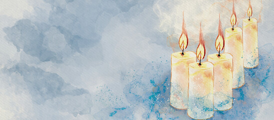 All Saints Day. Watercolor christian background..