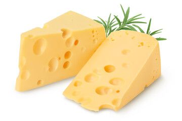 piece of cheese isolated on white background with clipping path and full depth of field